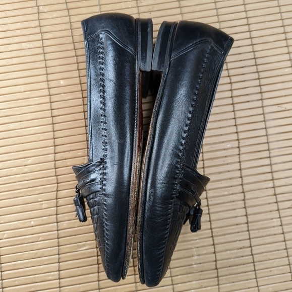 Florsheim Woven Vamp Tassel Leather Loafers men's sz 10 EEE Black Dress Shoes Ca - Picture 5 of 11